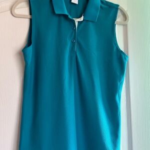 Sleeveless Teal Polo Top